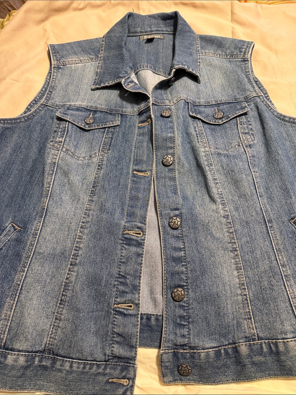 Roz & Ali Light Blue Denim Sleeveless Jacket